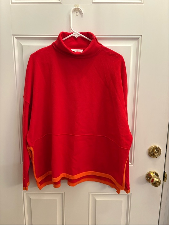 THML Sweaters - THML, Size L, Red Turtleneck Sweater with Orange Piping